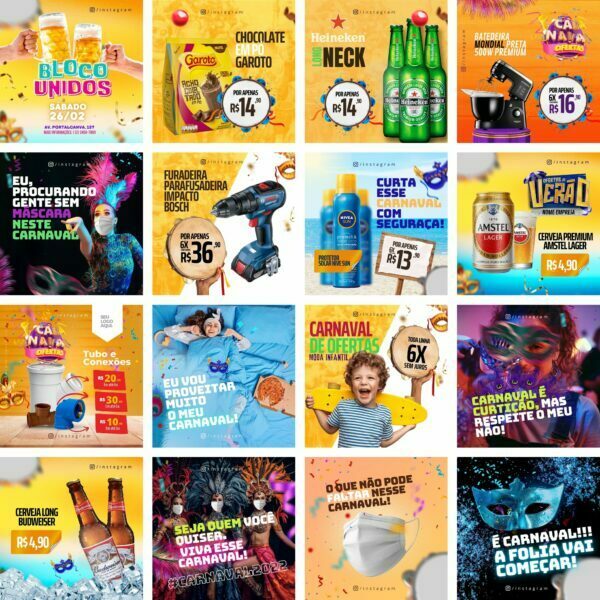 Pack Canva Carnaval 45 Modelos Editáveis+ Bônus