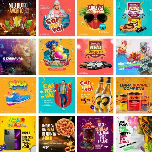 Pack Canva Carnaval 45 Modelos Editáveis+ Bônus