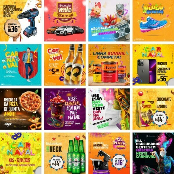 Pack Canva Carnaval 60 Modelos Editáveis+ Bônus
