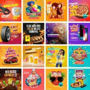 Pack Canva Carnaval 60 Modelos Editáveis+ Bônus