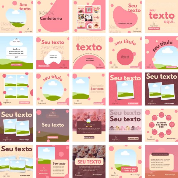 Pack Canva Confeiteira Bolos 24 Modelos Editáveis+ Bônus