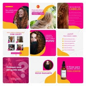 Pack Canva Consultora Capilar Cabelo 30 Modelos Editáveis+ Bônus