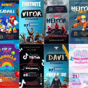 Pack Canva Convites Infantis 20 Templates Editáveis