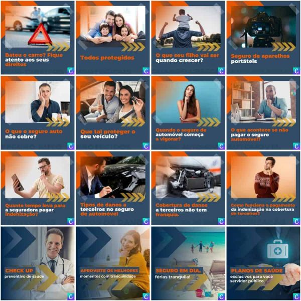 Pack Canva Corretora de Seguros 200 Modelos Editáveis+ Legendas