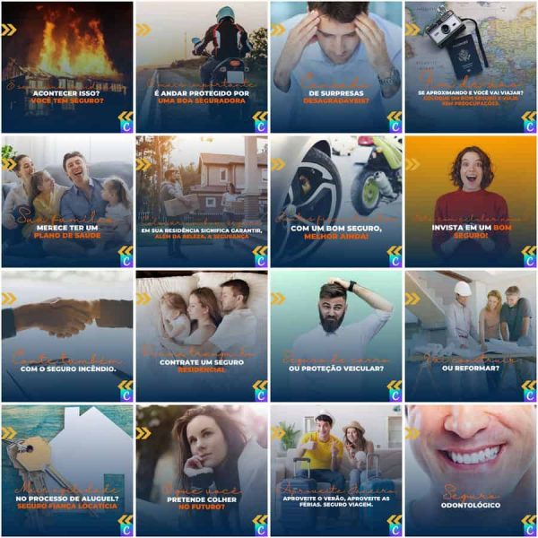 Pack Canva Corretora de Seguros 200 Modelos Editáveis+ Legendas