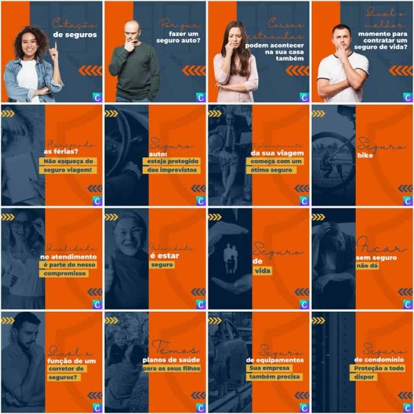 Pack Canva Corretora de Seguros 200 Modelos Editáveis+ Legendas