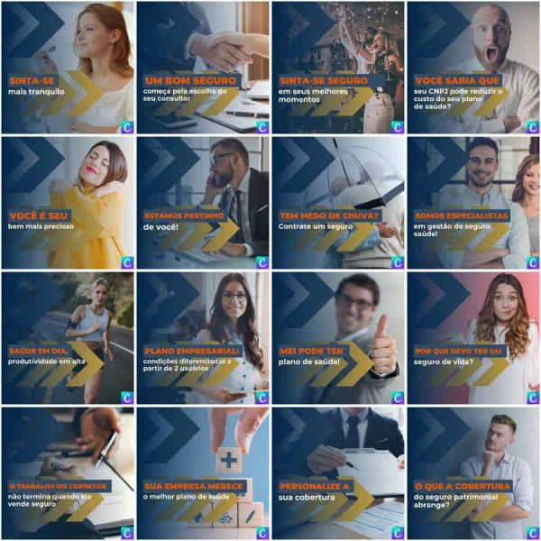 Pack Canva Corretora de Seguros 200 Modelos Editáveis+ Legendas