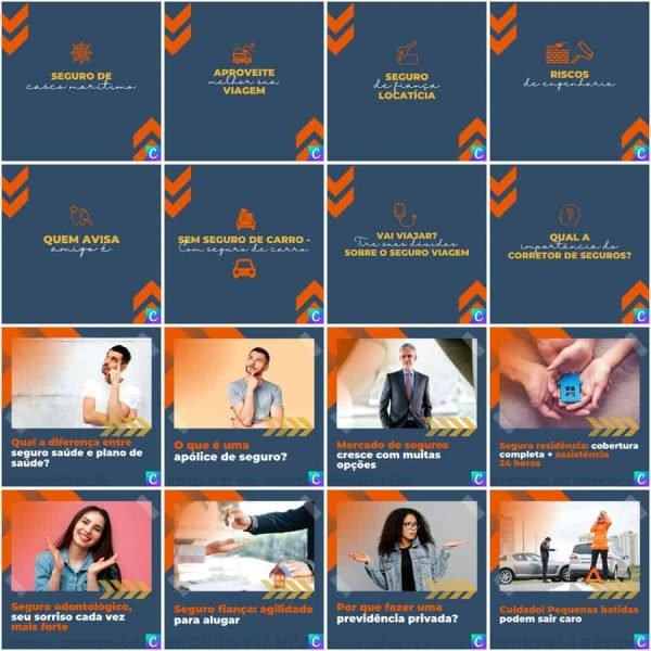 Pack Canva Corretora de Seguros 200 Modelos Editáveis+ Legendas