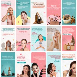 Pack Canva Cosmético 30 Modelos EditáveisStorie + Bônus