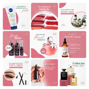 Pack Canva Cosméticos Saúde 30 Modelos Editáveis+ Bônus