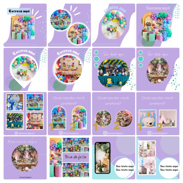 Pack Canva Decoração de Festas 65 Modelos Editáveis+ Bônus