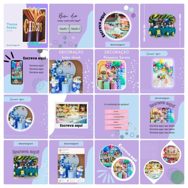 Pack Canva Decoração de Festas 65 Modelos Editáveis+ Bônus
