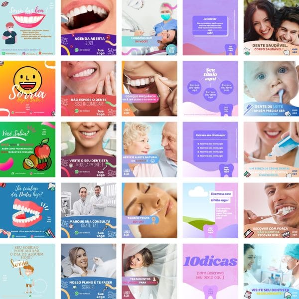 Pack Canva Dentista Odonto 230 Modelos Editáveis+ Bônus