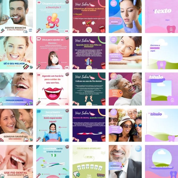 Pack Canva Dentista Odonto 230 Modelos Editáveis+ Bônus