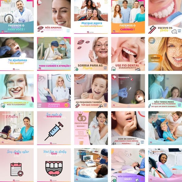 Pack Canva Dentista Odonto 230 Modelos Editáveis+ Bônus