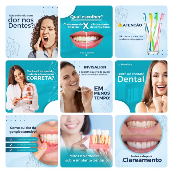 Pack Canva Dentista Odonto 30 Modelos Editáveis+ Bônus