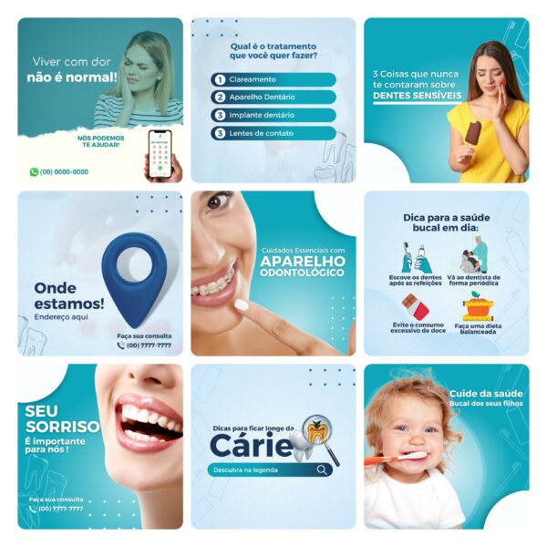 Pack Canva Dentista Odonto 30 Modelos Editáveis+ Bônus