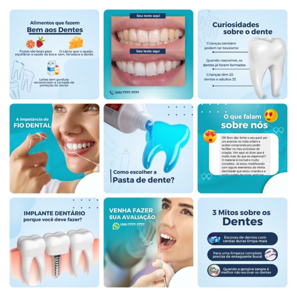 Pack Canva Dentista Odonto 30 Modelos Editáveis+ Bônus