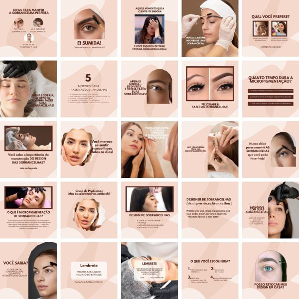 Pack Canva Designer de Sobrancelhas 200 Modelos Editáveis+ Bônus