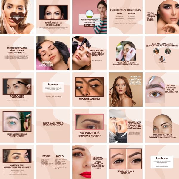 Pack Canva Designer de Sobrancelhas 200 Modelos Editáveis+ Bônus