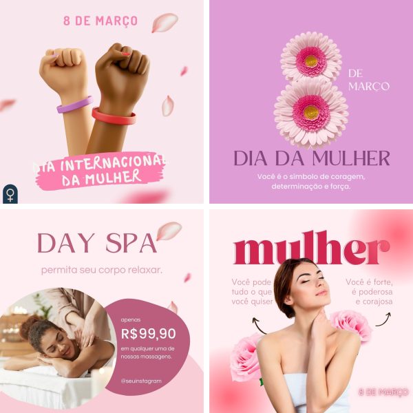 Pack Canva Dia das Mulheres 10 Modelos Editáveis+ Bônus