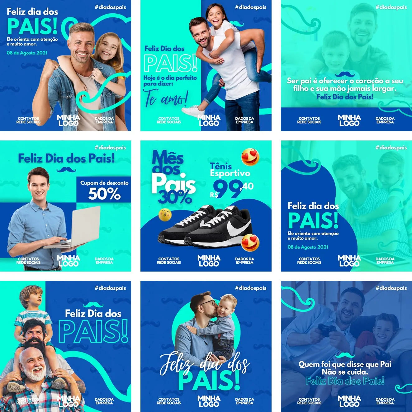 Pack Canva Dia dos Pais 18 Modelos Editáveis+ Bônus