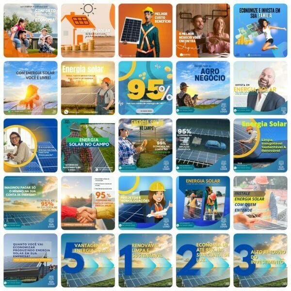 Pack Canva Energia Solar 200 Modelos Editáveis+ Bônus