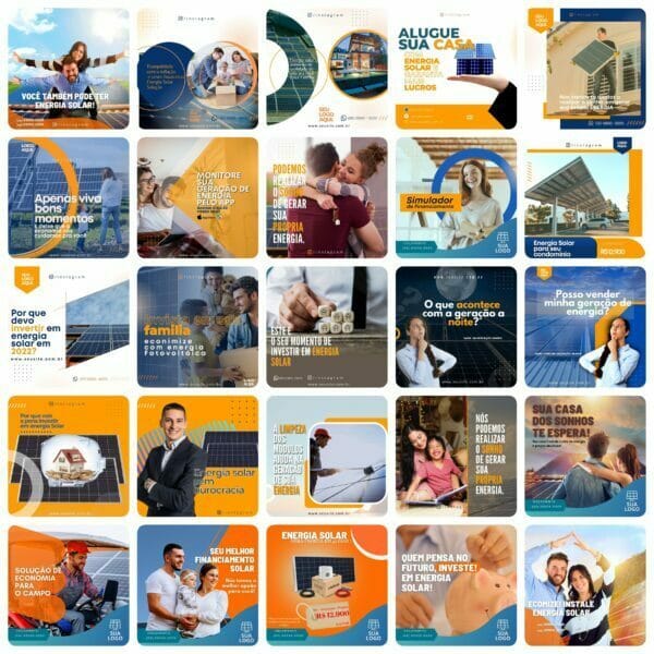 Pack Canva Energia Solar 200 Modelos Editáveis+ Bônus