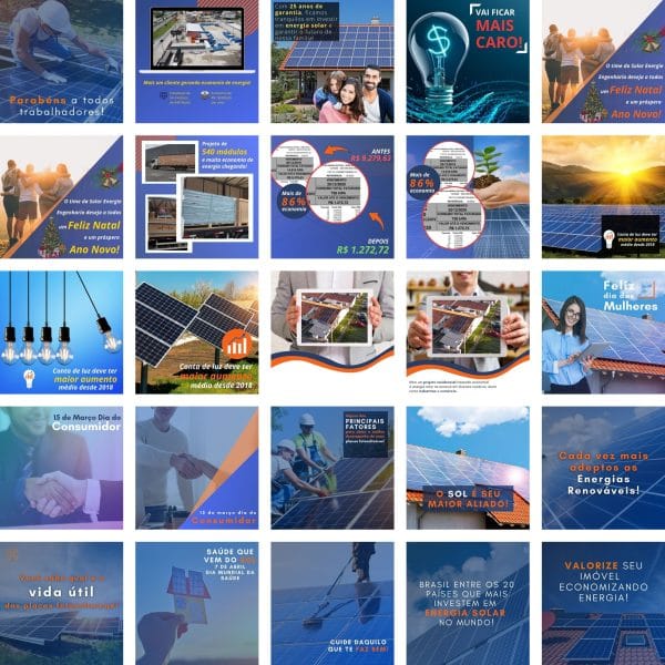 Pack Canva Energia Solar 50 Modelos Editáveis+ Bônus