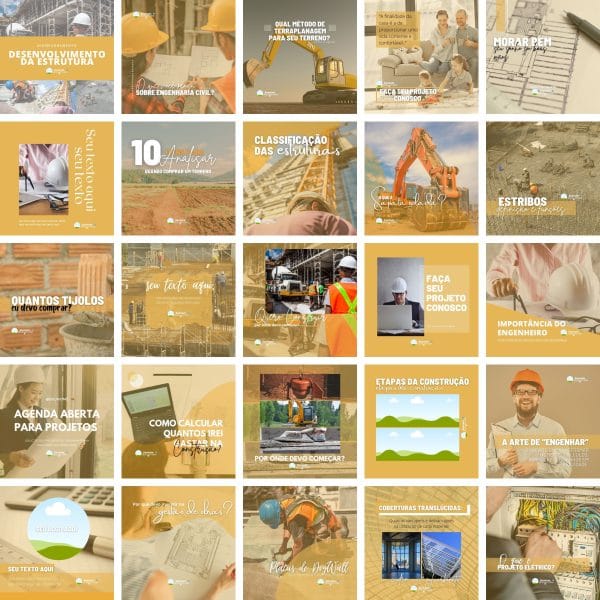 Pack Canva Engenharia Civil 25 Modelos Editáveis+ Bônus