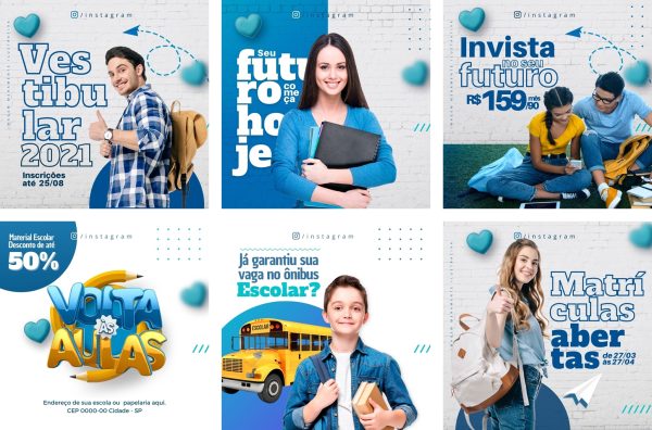 Pack Canva Escola Volta As Aulas 6 Modelos Editáveis+ Bônus