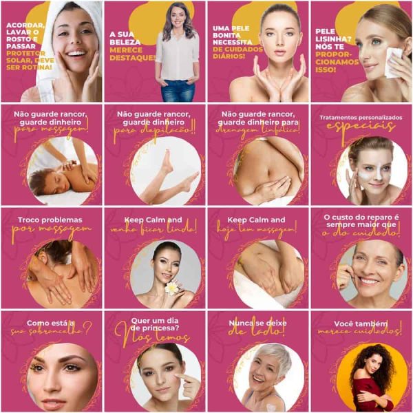 Pack Canva Estética Beleza 200 Modelos Editáveis+ Legendas