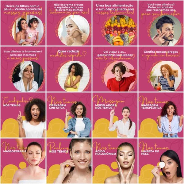 Pack Canva Estética Beleza 200 Modelos Editáveis+ Legendas