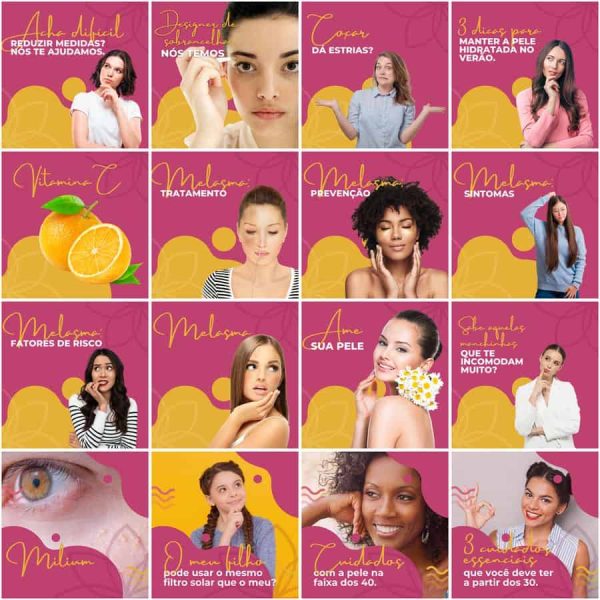 Pack Canva Estética Beleza 200 Modelos Editáveis+ Legendas