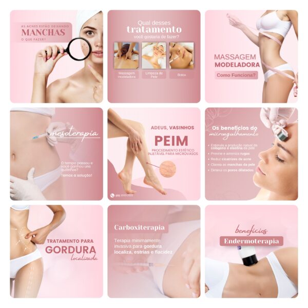 Pack Canva Estética Beleza 3.0 60 Modelos Editáveis+ Bônus