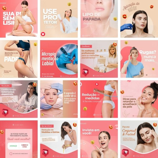 Pack Canva Estética Beleza 40 Modelos Editáveis+ Bônus