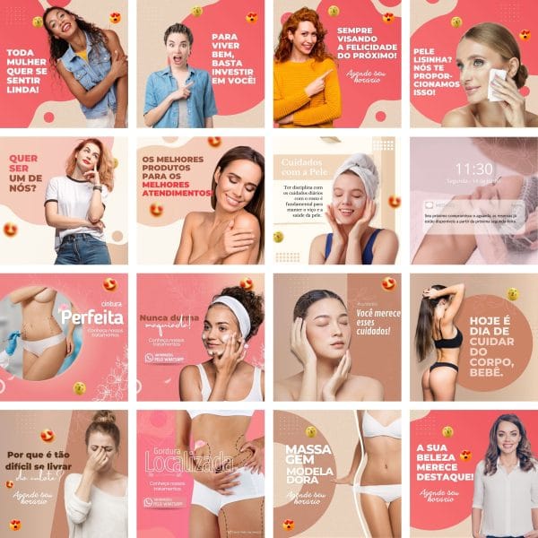 Pack Canva Estética Beleza 40 Modelos Editáveis+ Bônus