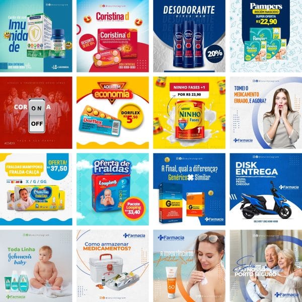Pack Canva Fármacia Drogaria 39 Modelos Editáveis+ Bônus