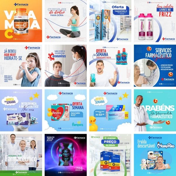 Pack Canva Fármacia Drogaria 39 Modelos Editáveis+ Bônus