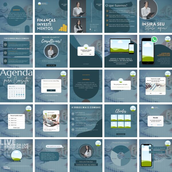 Pack Canva Finanças Investimento 25 Modelos Editáveis+ Bônus