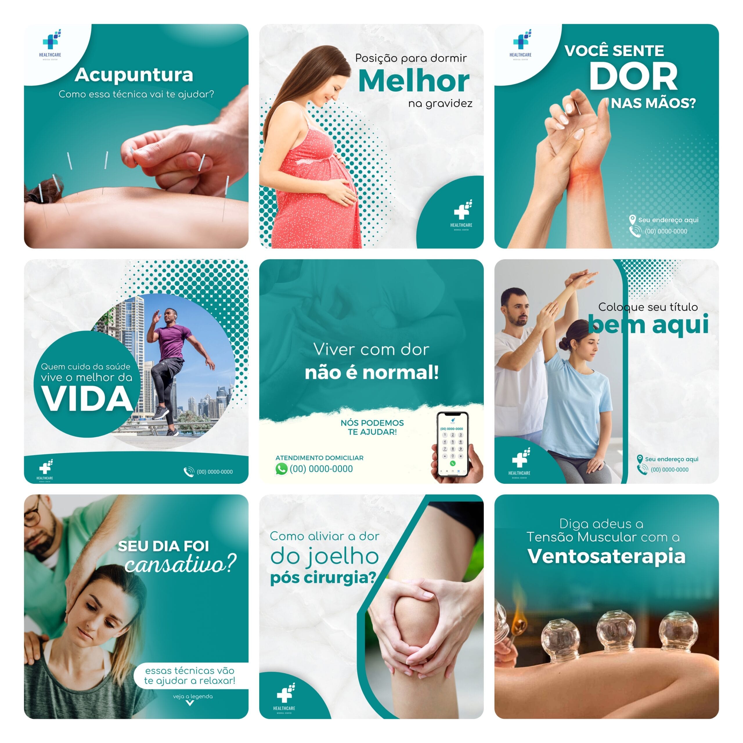 Pack Canva Fisioterapia 30 Modelos Editáveis+ Bônus 3 Pack Canva Fisioterapia 30 Modelos Editáveis+ Bônus