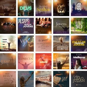 Pack Canva Gospel Culto 50 Modelos Editáveis+ Bônus