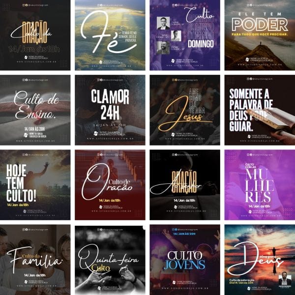 Pack Canva Gospel Cultos Louvor 40 Modelos Editáveis+ Bônus