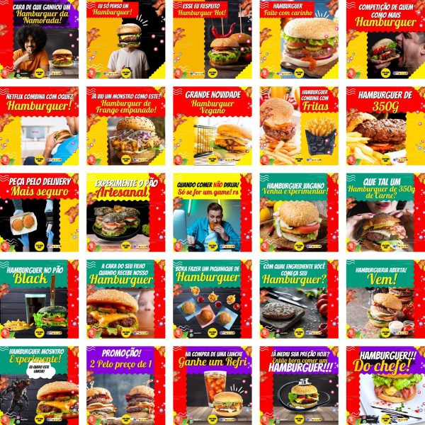 Pack Canva Hamburgueria 200 Modelos Editáveis+ Bônus