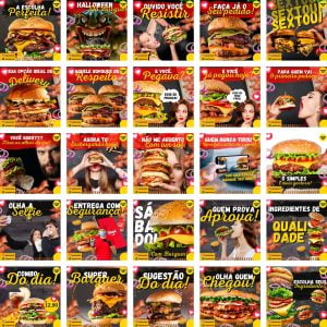 Pack Canva Hamburgueria 200 Modelos Editáveis+ Bônus