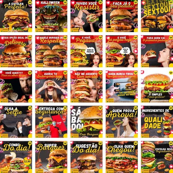 Pack Canva Hamburgueria 200 Modelos Editáveis+ Bônus