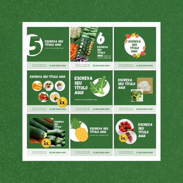 Pack Canva Hortifruti Sacolão Feira 12 Modelos Editáveis+ Bônus
