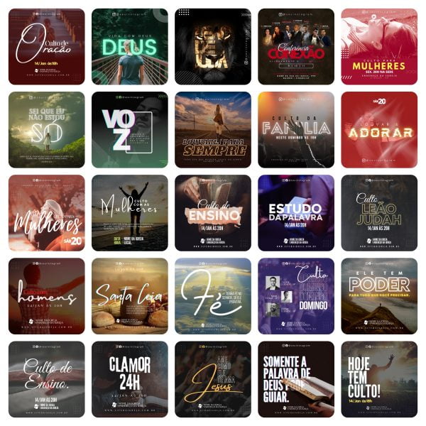 Pack Canva Igreja Culto Gospel 80 Modelos Editáveis+ Bônus