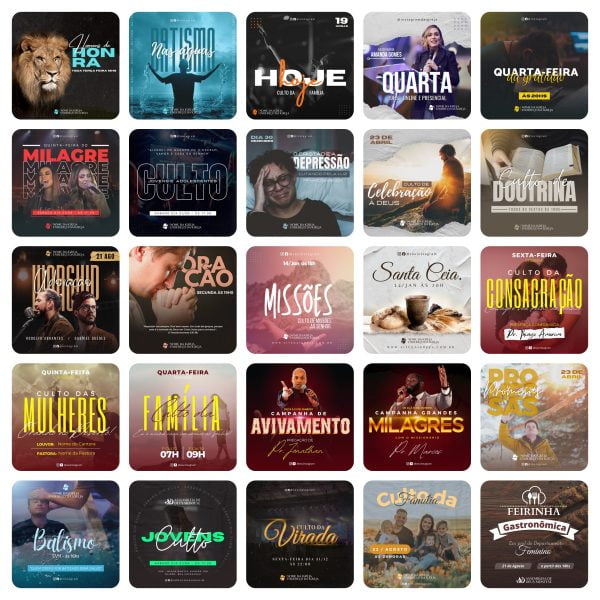 Pack Canva Igreja Culto Gospel 80 Modelos Editáveis+ Bônus