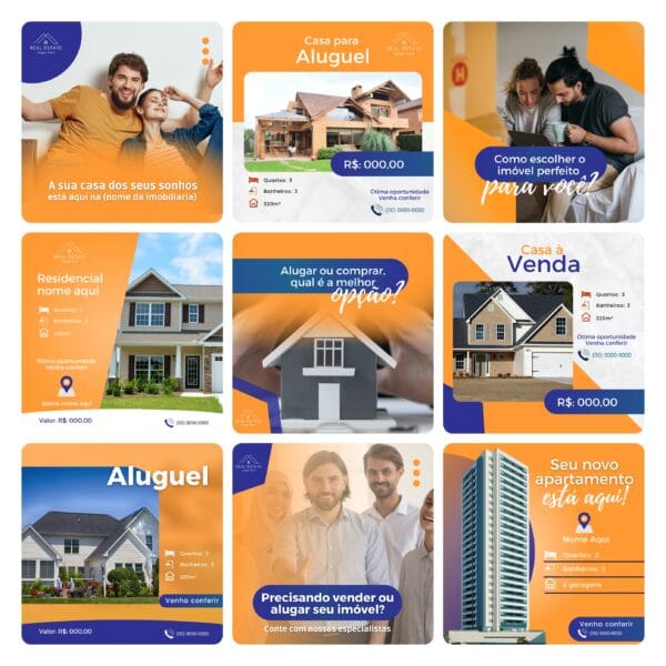 Pack Canva Imobiliária 30 Modelos Editáveis+ Bônus